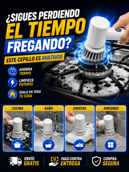 ✨Deja de perder horas fregando grasa y suciedad difíciles — Cepillo Eléctrico 5 en 1