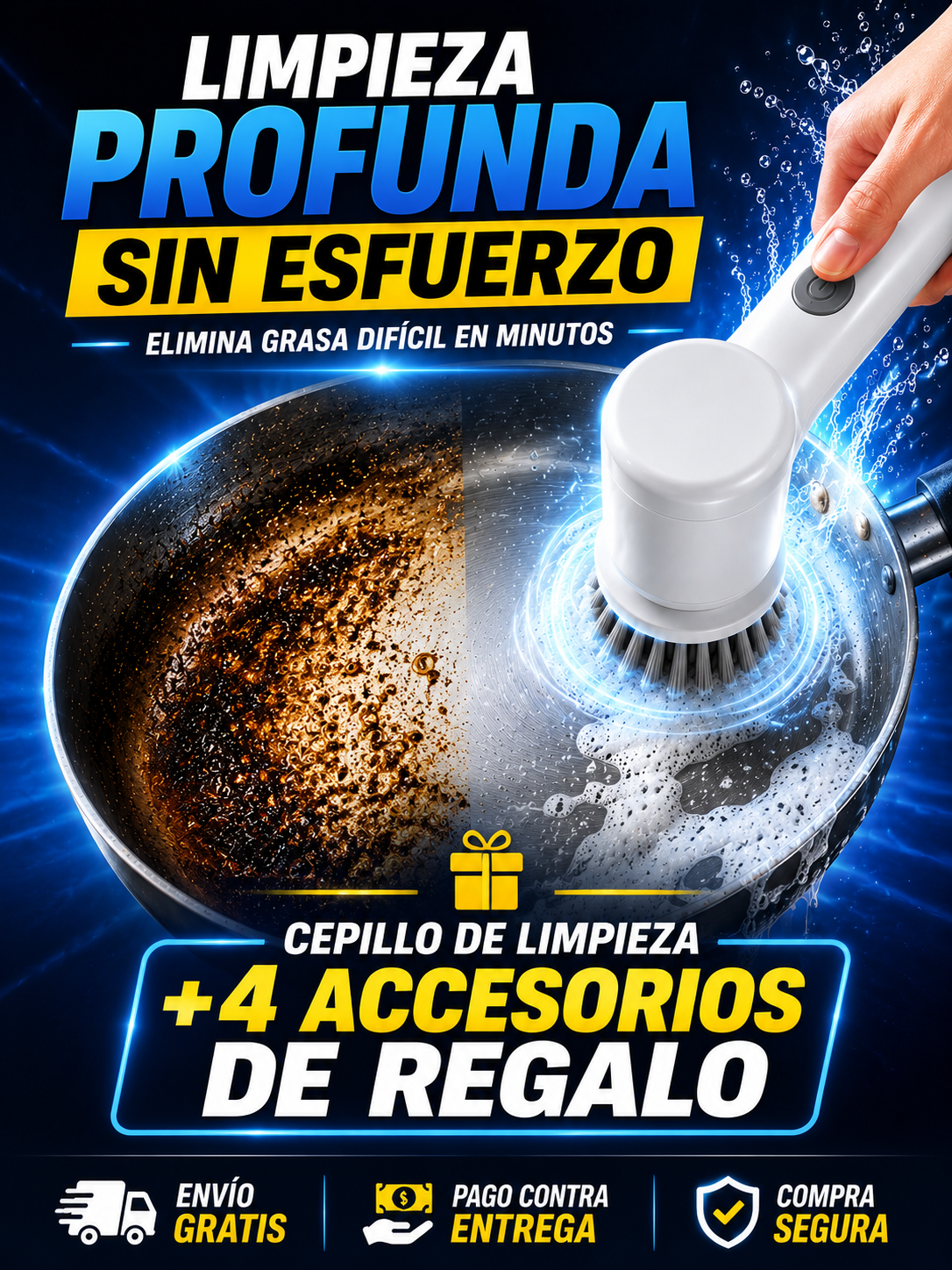 ✨Deja de perder horas fregando grasa y suciedad difíciles — Cepillo Eléctrico 5 en 1